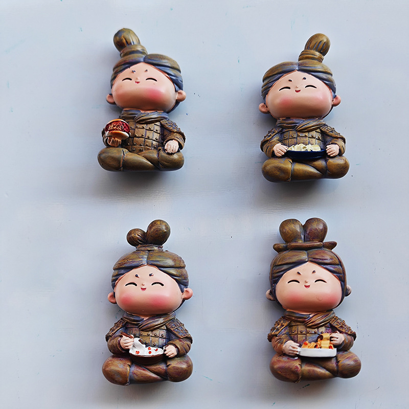西安兵马俑冰箱贴美食卡通兵小将文创旅游纪念礼品肉夹馍biang面|undefined
