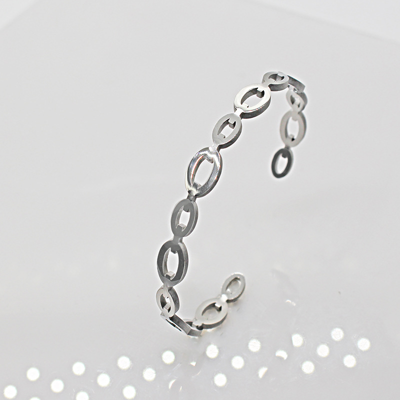 Retro Geometric Stainless Steel Plating Bangle 1 Piece