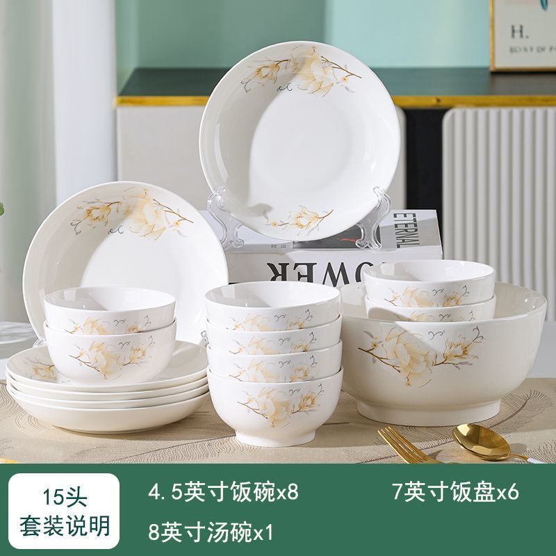 Camellia plato de comedor de alto valor, plato de cerámica, conjunto de platos domésticos, plato de horneado de alta temperatura, plato de platos image 6