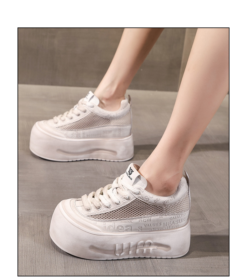 Giày sneaker nữ đế dày lưới thoáng khí phong cách bánh xốp trắng đa năng — Gỗ sồi Ash chi tiết 14