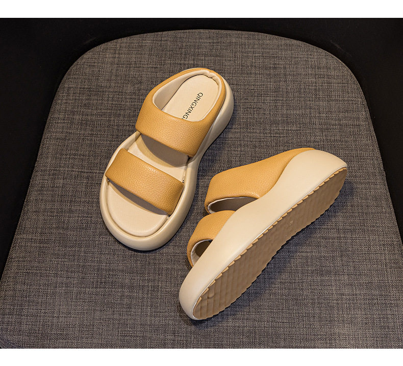 Sandal nữ quai ngang đế dày mũi tròn da thật mềm mại — M 2361m màu, M2361 màu xanh lá cây, M2361 màu tím, M2361 màu vàng chi tiết 19
