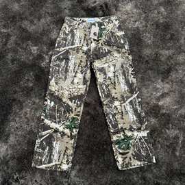 外贸源创高品质秋冬卡哈迷彩枝叶绣花伐木洗水做旧工装牛仔裤男女