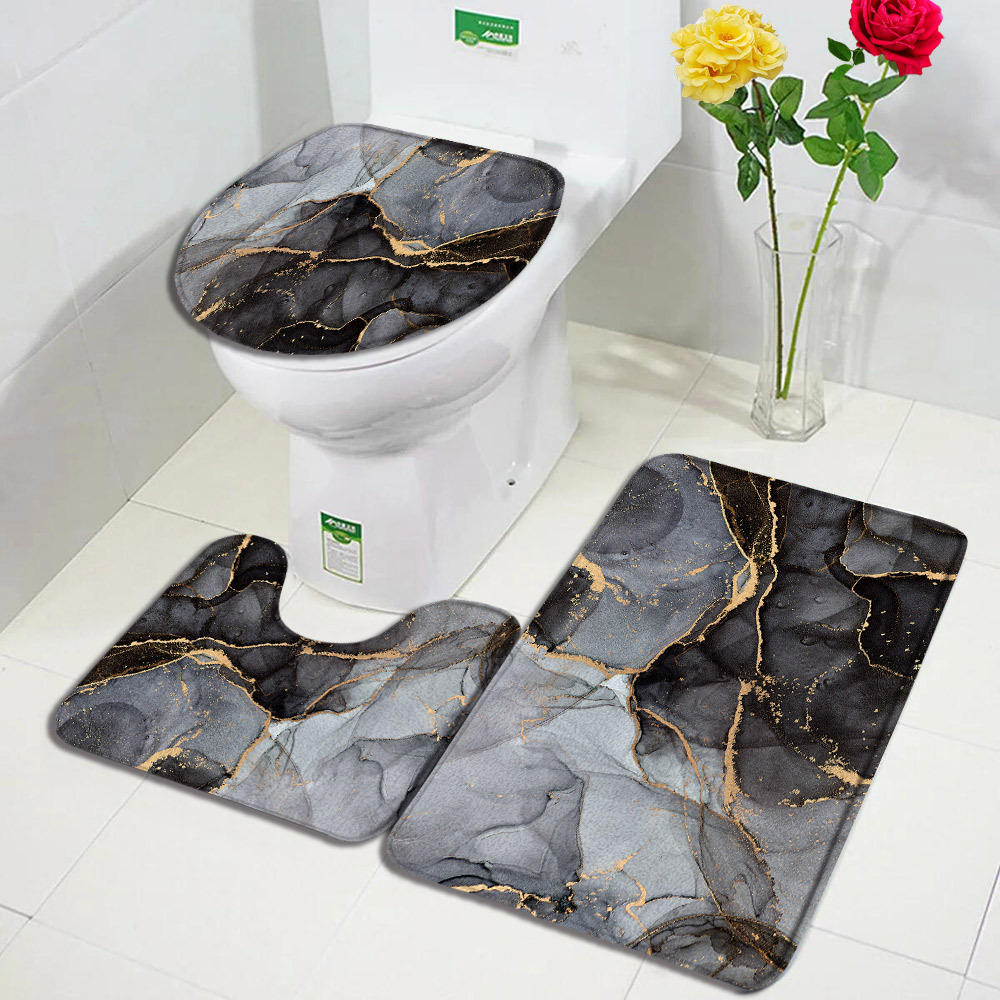 Baño transfronterizo de tres piezas aislante de frío absorción de agua alfombra de franela resistente al desgaste y sucia fácil de cuidar alfombra antideslizante de decoración doméstica
