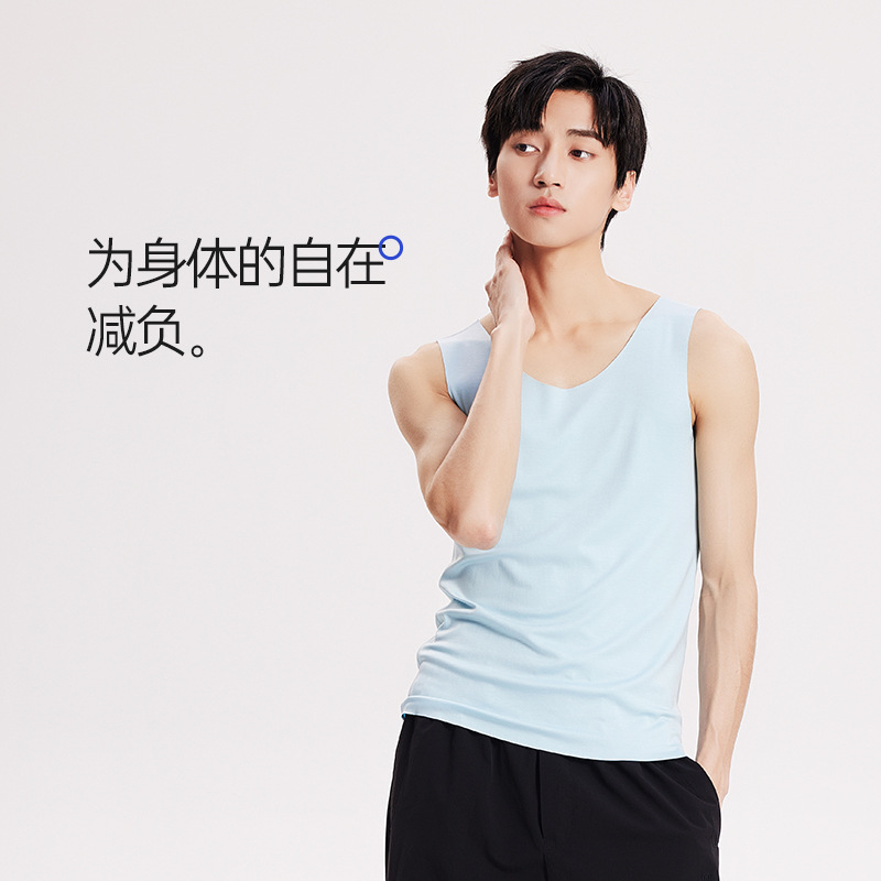 60 chalecos modales de doble cara para hombre, camiseta sin mangas de color sólido delgada, chaleco sin fondo sin costuras, chaleco en forma de corredor transfronterizo