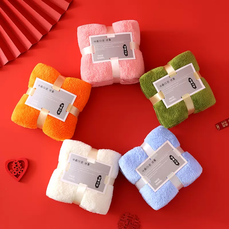 珊瑚绒伴手礼毛巾方块吸水毛巾洗脸婚庆礼品结婚毛巾回礼