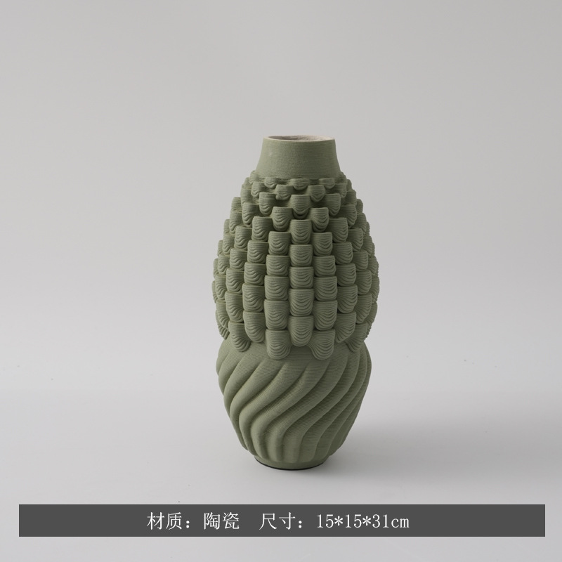 Moderno minimalista creativo 3D impresión de vasijas de cerámica modelo de casa decoración de encimera decorativa secadora de flores de forma especial