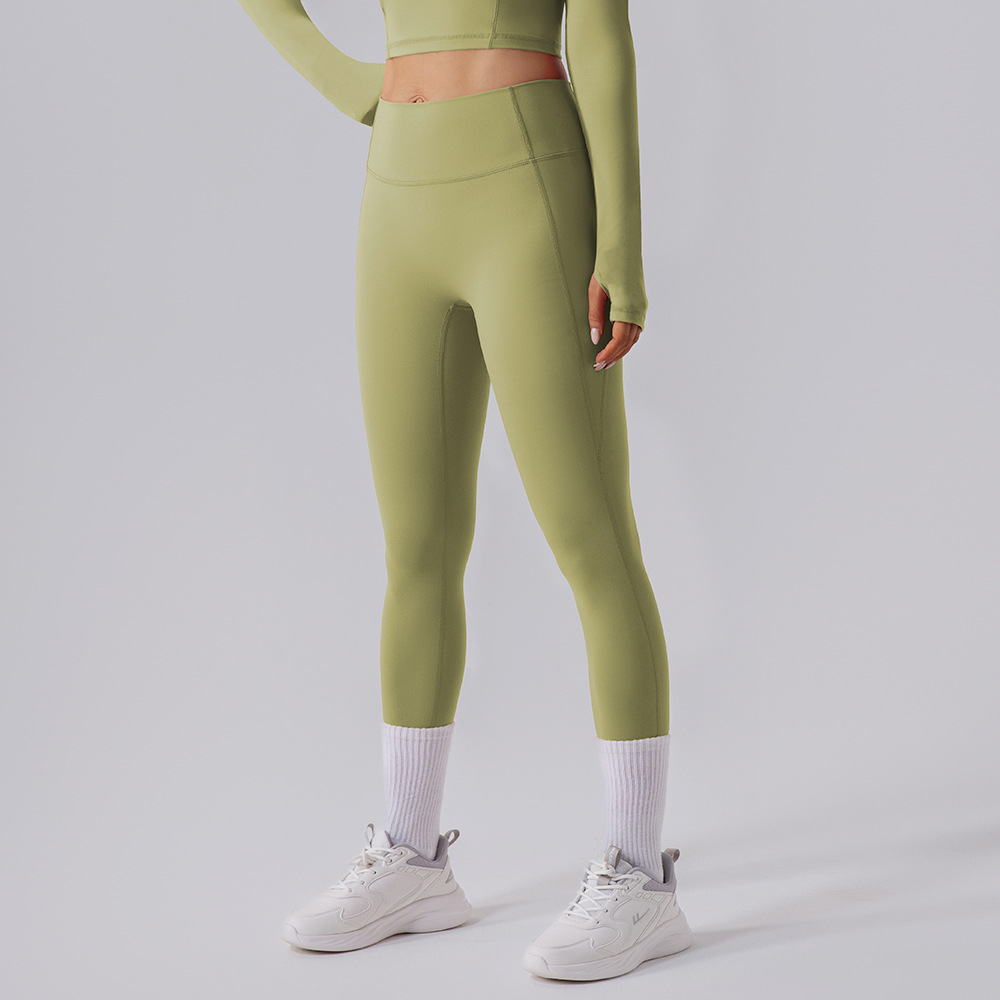 2025 nuevo desnudo de alta elasticidad para poner rizado pantalones de yoga para mujeres melonía de caderas abdominales deportivas pantalones de fitness ajustados