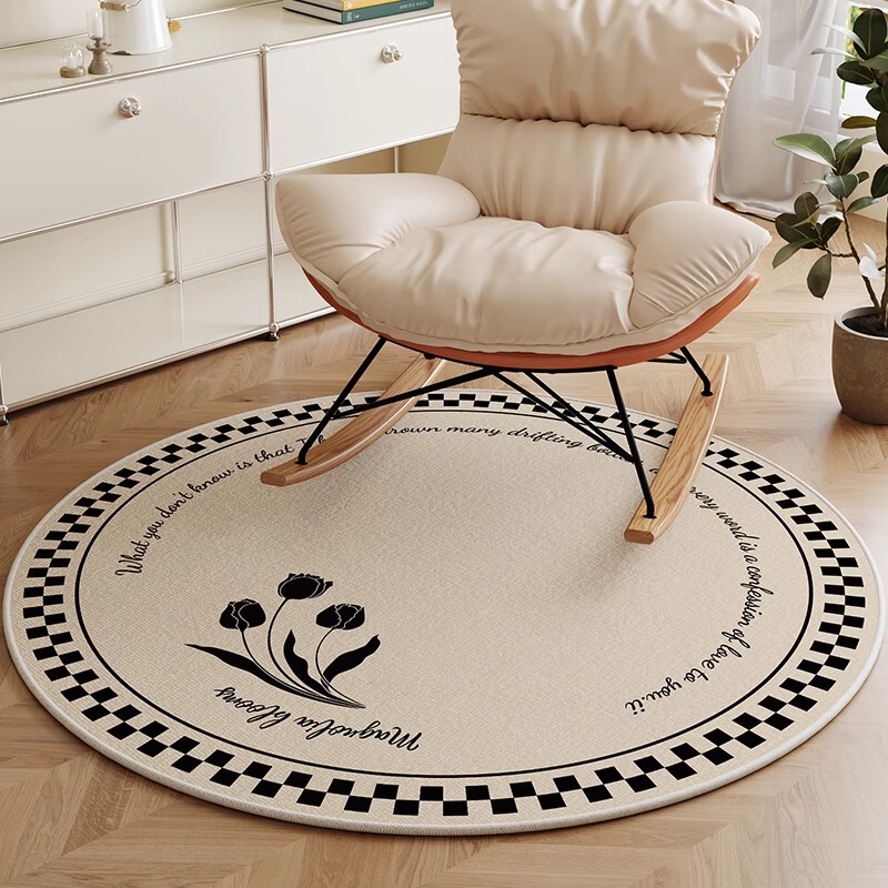 Rocking Chair Floor Mat Bedroom Round Carpet Bedside Rug French Style Balcony Living Room Rental House Chair Foot Pad