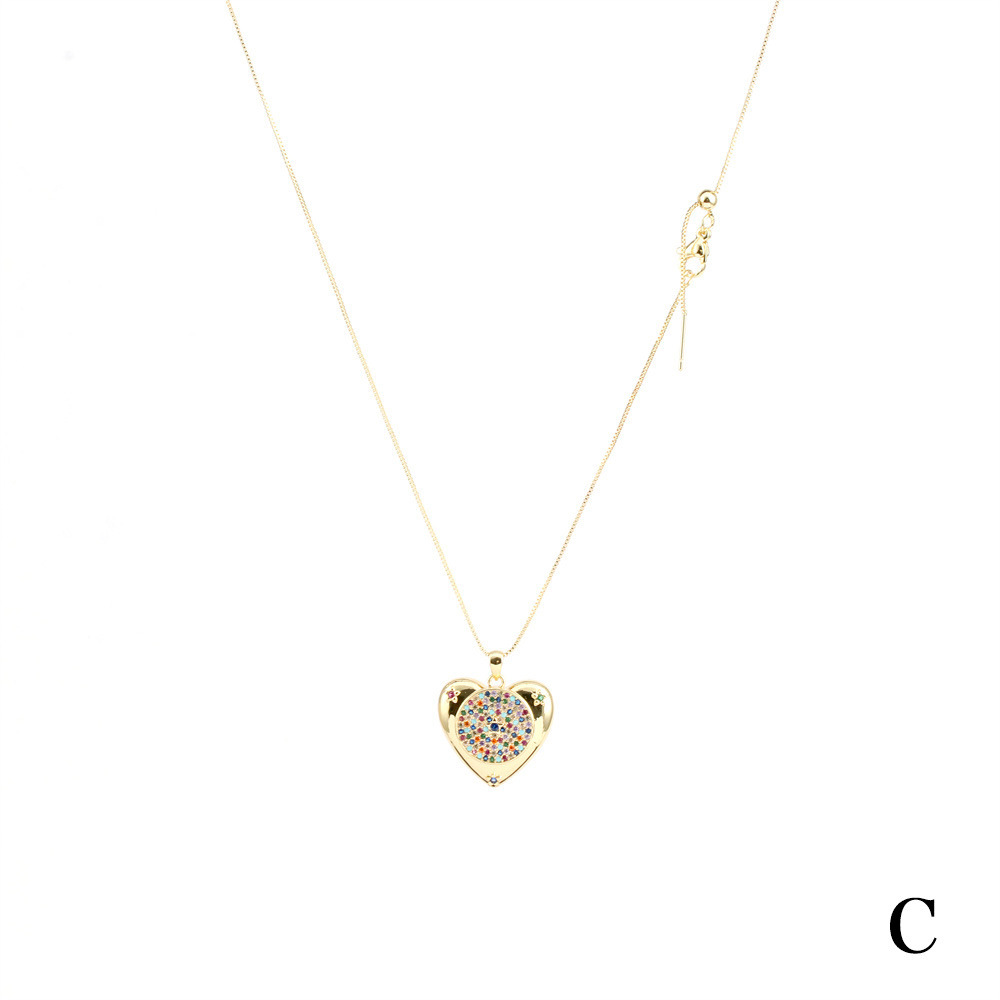 Fashion Heart Shape Copper Plating Zircon Pendant Necklace 1 Piece