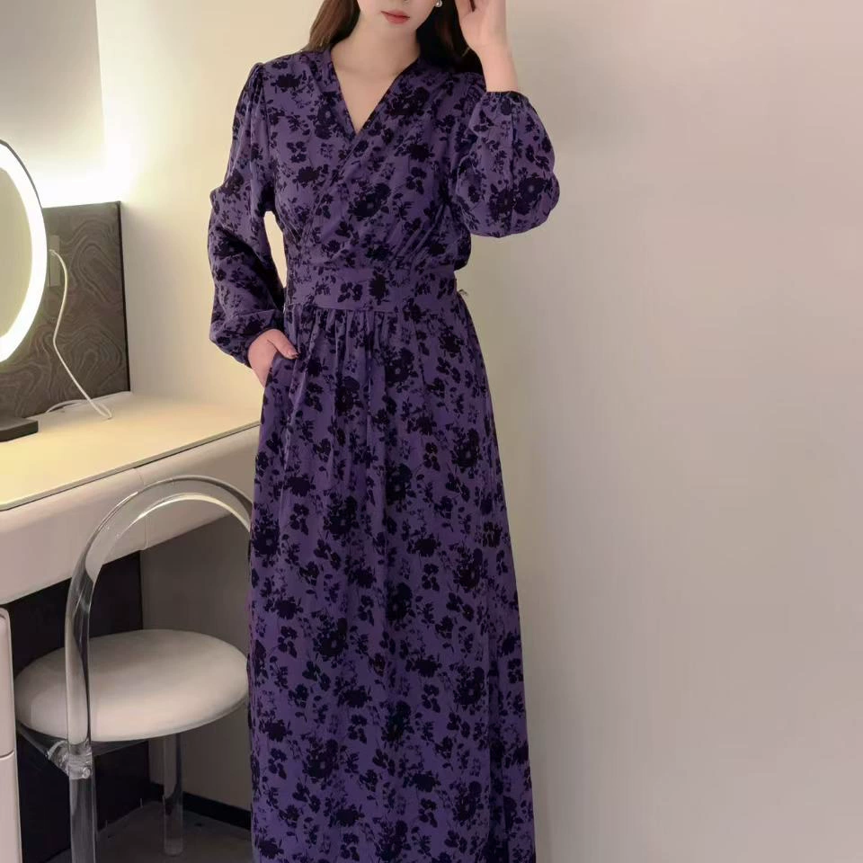 Новое хлопково-шелковое платье, большой размер, новый китайский стиль со средним рукавом, можно носить на улице, летняя утягивающая юбка-обертка.