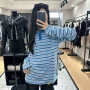 翻领美式男女条纹t恤