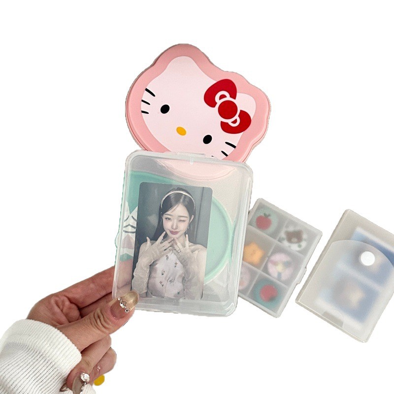 Caja de almacenamiento transparente de alto valor de caricatura multifuncional DIY tarjetas de almacenamiento decoración de escritorio caja simple creativa