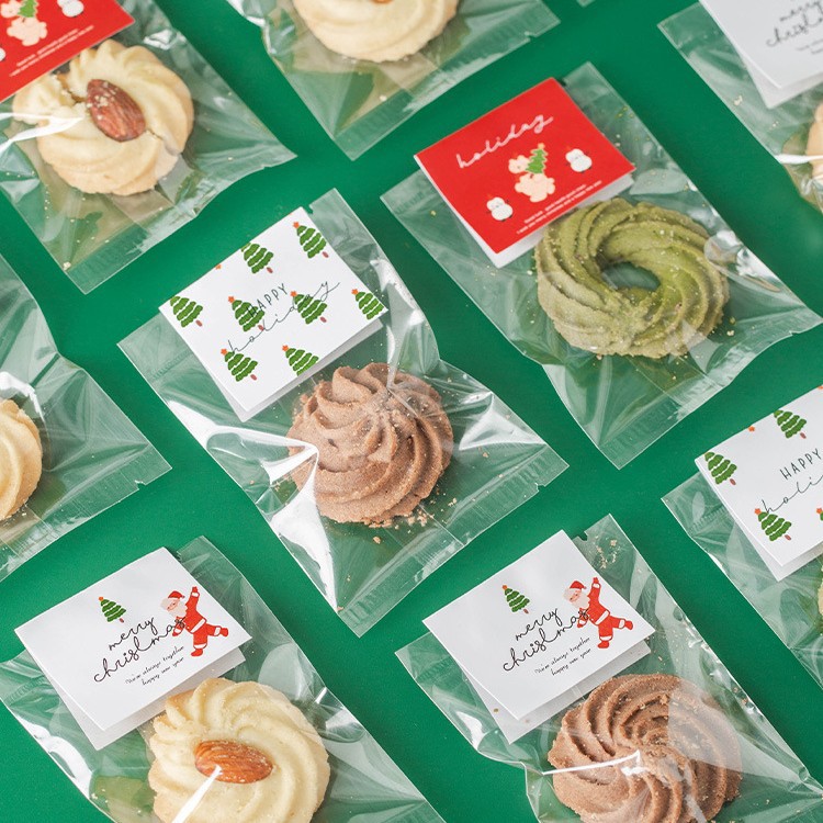 圣诞节曲奇饼干包装袋雪花酥糖果袋子贴纸奶枣自粘纸太妃牛轧糖小