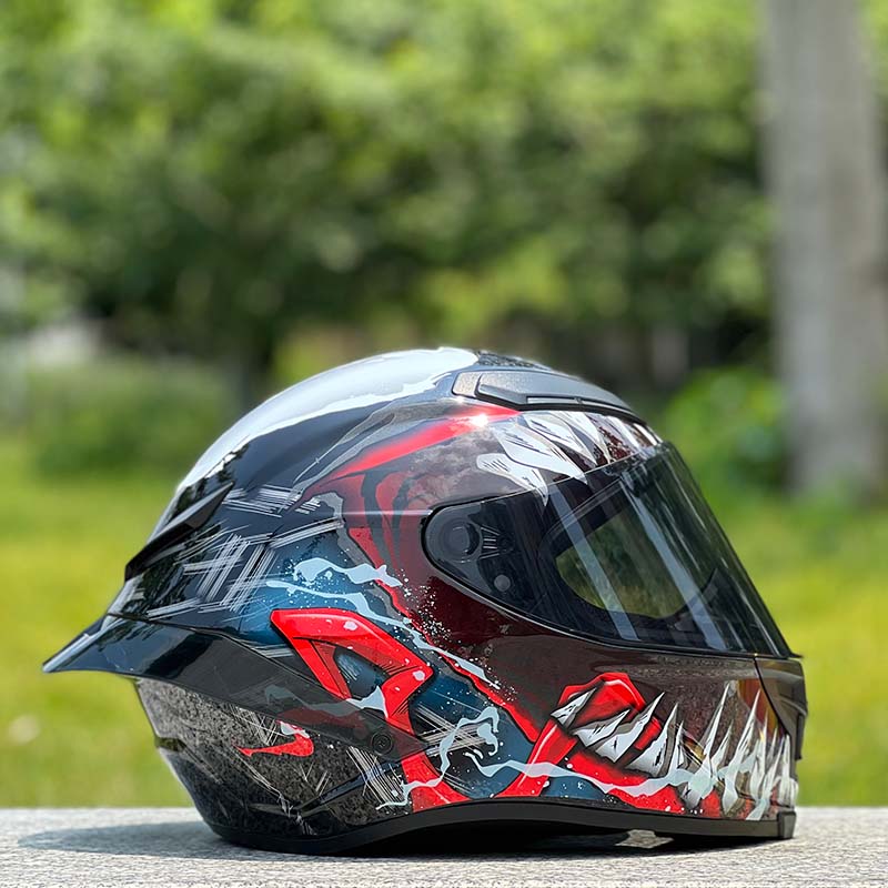 Motorcycle Helmet Personalized Snow House Style with Extended Spoiler