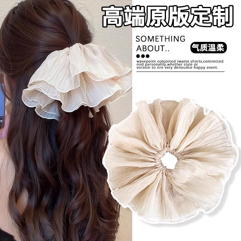4層レースヘアゴム、スーパーフェアリーホワイト刺繍ボールヘアロープ、女性用2025春新作ヘアロープヘアアクセサリー|undefined