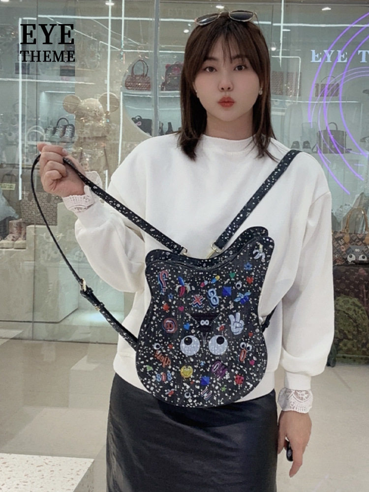 Diseño de estilo de mujer nicho impresión mochila de estilo de calle estudiantes bolsa multipropósito 2753#