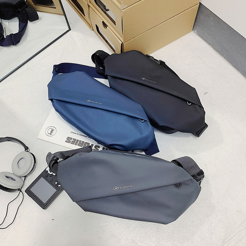 Trendy brand Japanese chest bag men's ins simple shoulder bag waist bag couple small shoulder bag female canvas student crossbody bag