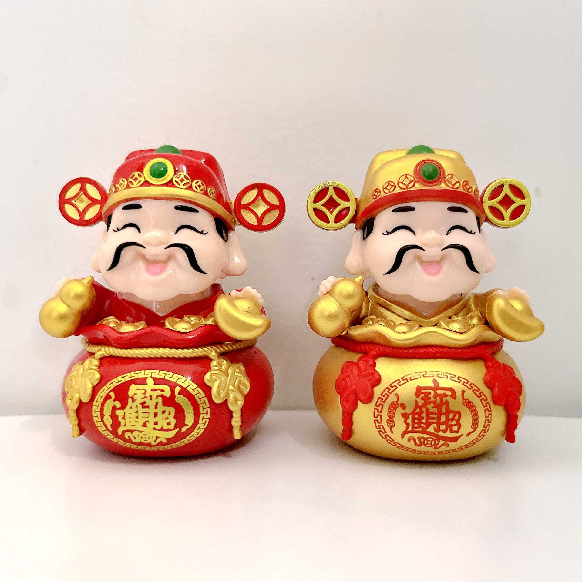 2inch Solar Cute Fat God of Wealth Doll Small Ornament Micro Landscape Ornament Car Desktop Decoration