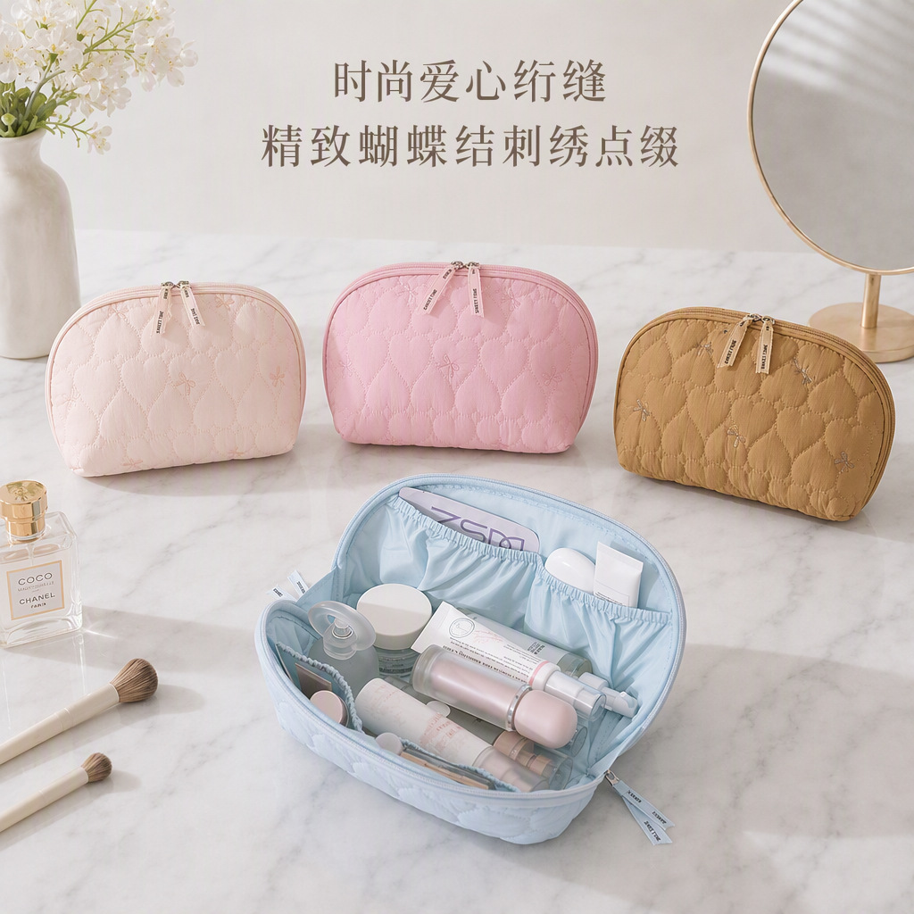 Runhui's new Heartbeat Half-Circle Storage Bag, large makeup storage bag, cosmetic bag, large-capacity travel storage bag