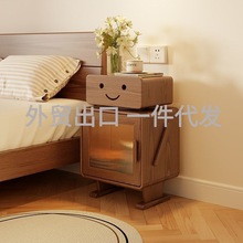 实木床头柜卧室置物柜客厅创意边柜机器人儿童床边柜智能多功能