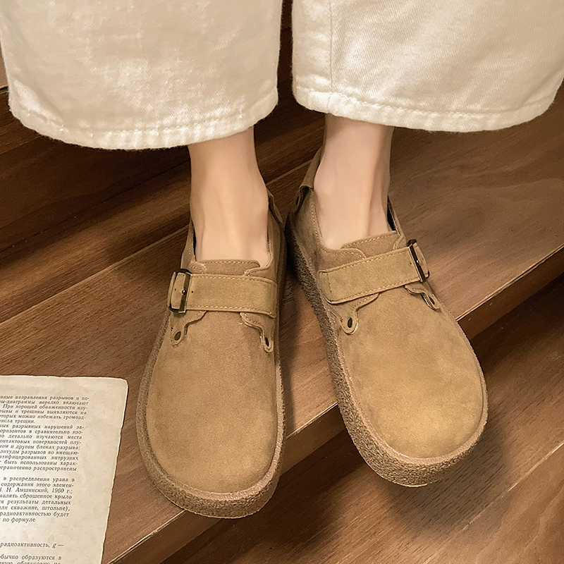 Ретро обувь Birkenstock для женщин 2025 весна и осень, беременные с антискольжением, мокасины с ощущением шва под ногой, носок круглой формы, универсальные ботинки