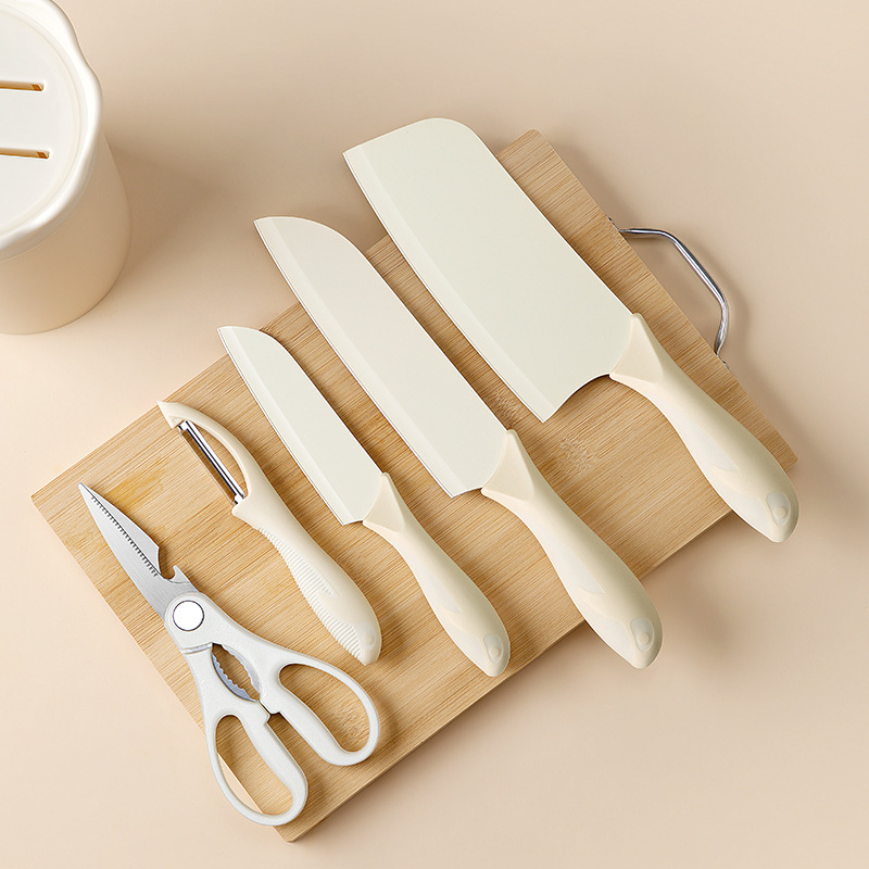 Juego de cuchillos de acero inoxidable blanco Juego de cuchillos de cocina Juego de cuchillos de corte Juego de cuchillos de seis piezas para el hogar Comercio exterior