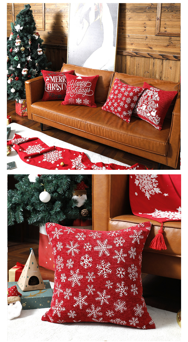Capa de almofada de natal jacquard com floco de neve_voghion.com