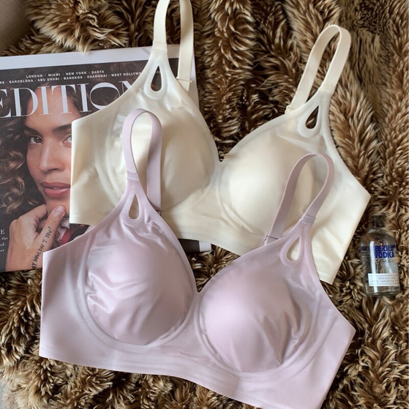 Summer Satin Cool-Feel Underwear for Women, Large Bust Minimizing, Wireless, Soft Support, Anti-Sagging, Side Breast Reduction Bra
