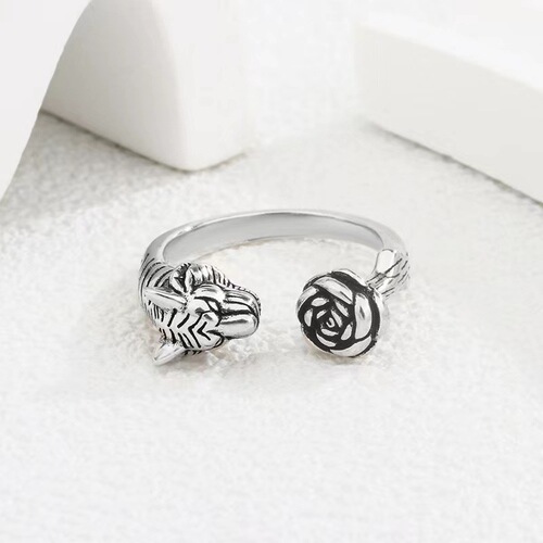Vintage Korean Retro Patina Rose Gold Ring, Simple and Fashionable, Unique Open Ring, Popular on Social Media, Niche Design Finger Ring