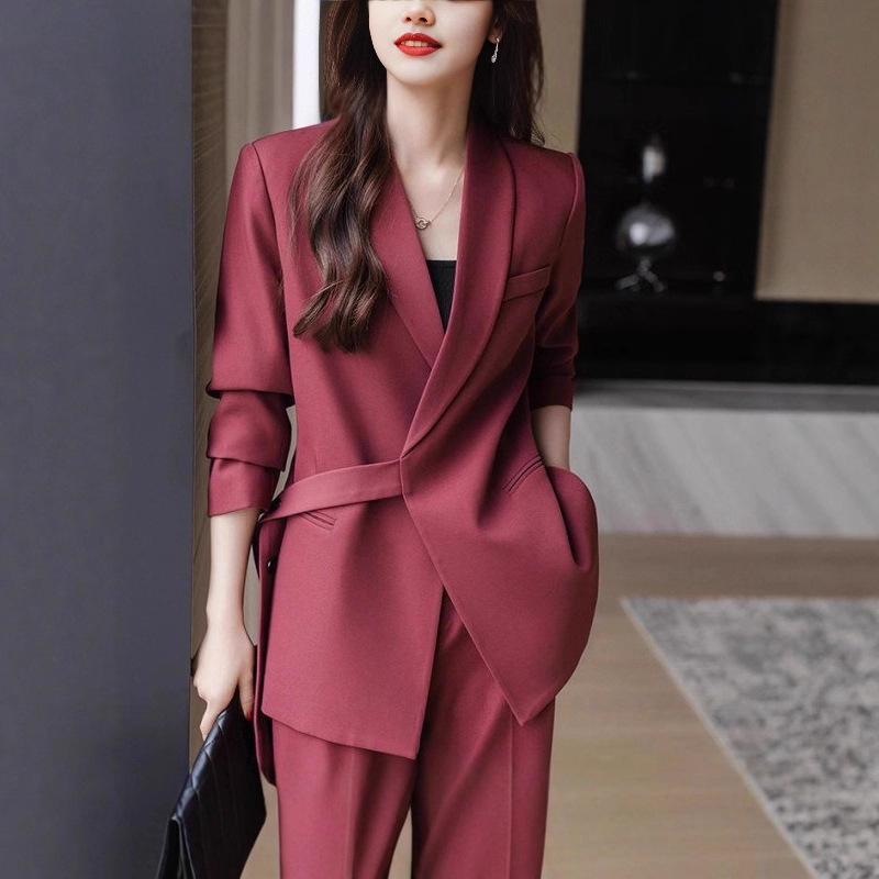 Manufacturer Wholesale Large Size Spring and Autumn Loose Age-Reducing Wide-Leg Pants Two-Piece Suit Set for Plus-Size Women