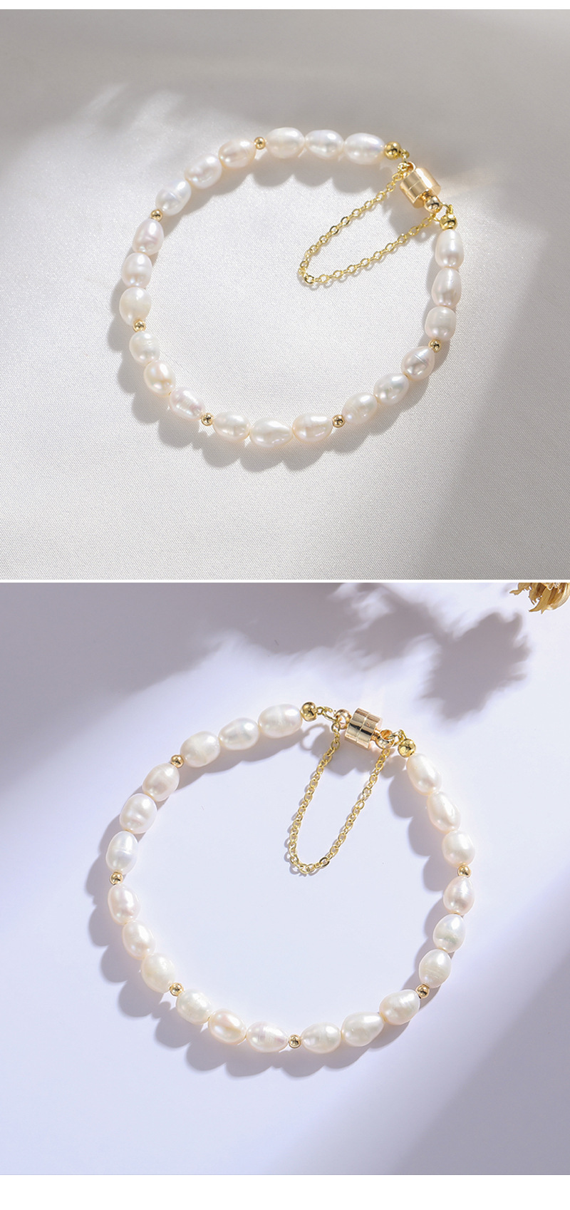 Simple Style Solid Color Freshwater Pearl Beaded Plating Bracelets display picture 1