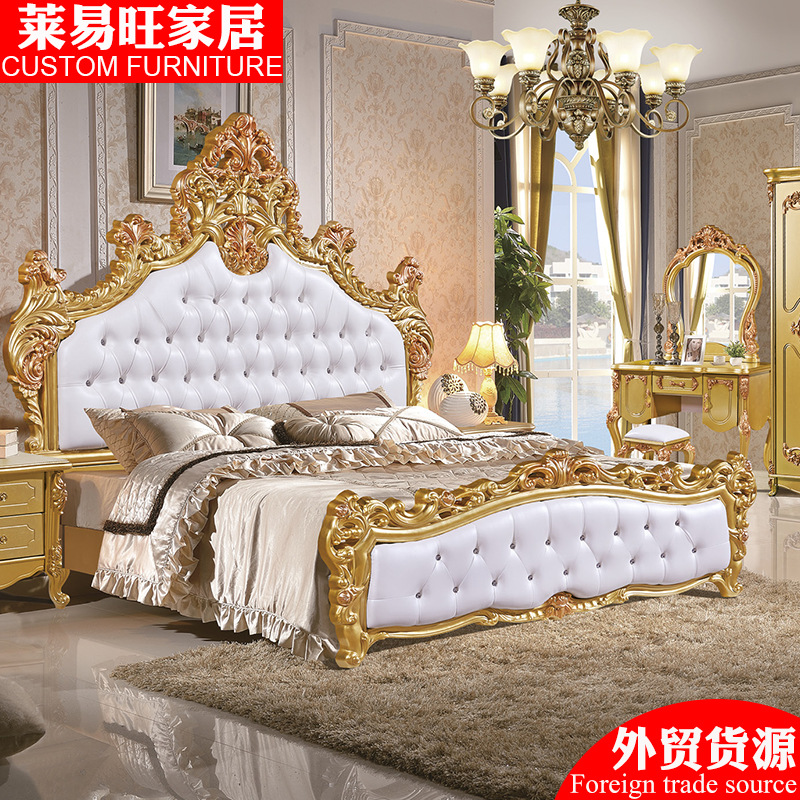 Laiywang Foreign Trade Factory Source European -style bed export bedroom Furniture wholesale 1.8 meters double -bed head soft bag