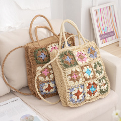 ファッション創意多色の手編みの花をつなぎ合わせて編みます。
