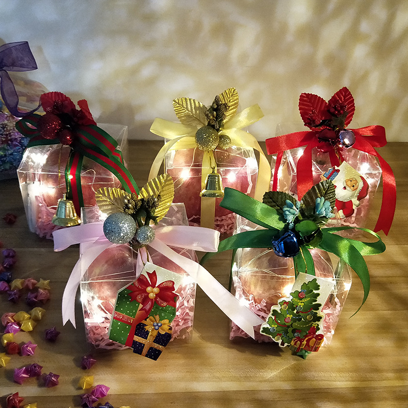 圣诞节透明手提苹果盒平安夜糖果礼品袋子花式创意装扮包装礼盒