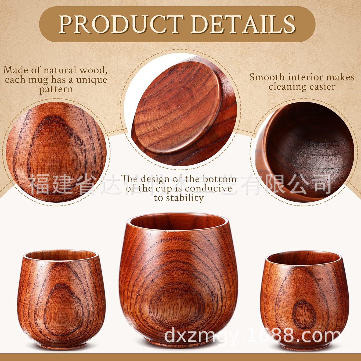 Japanese-style wooden cup made of jujube wood, sake wooden cup, solid wood water cup, casual cup, restaurant tea cup, in stock for cross-border sales