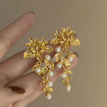 超仙法式复古花朵气质耳环女欧美新款轻奢高级感时髦夸张造型耳坠