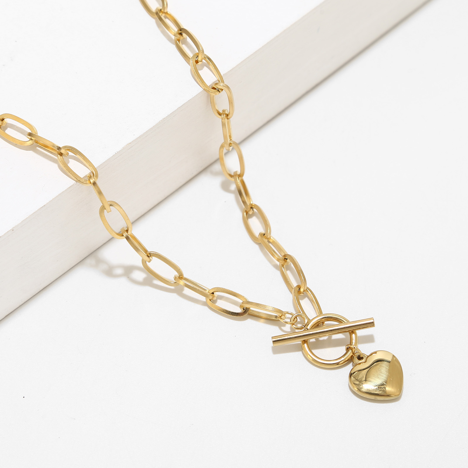 Simple Style Moon Heart Shape Stainless Steel Plating Pendant Necklace 1 Piece