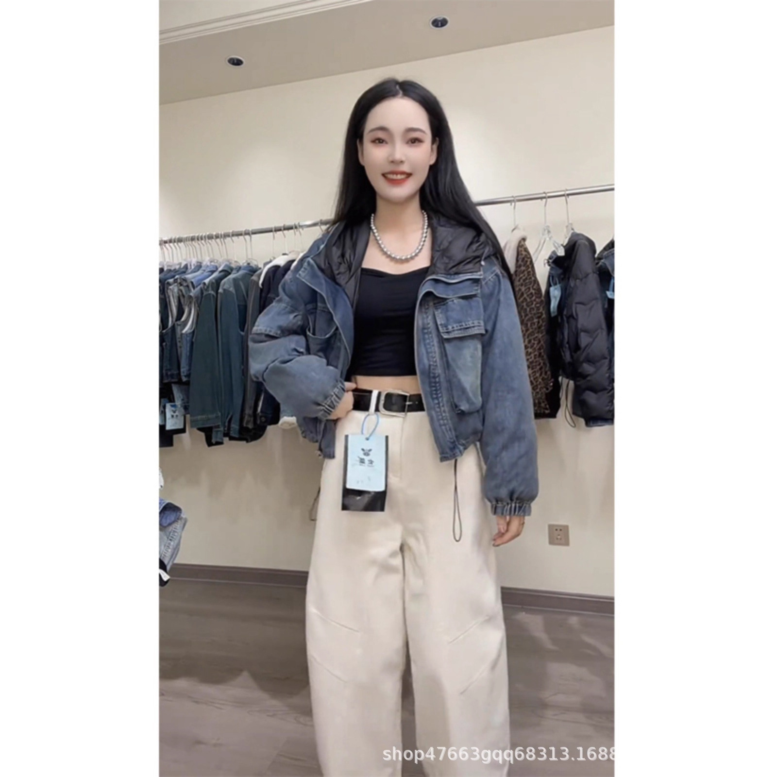 牛仔短款棉袄棉服轻薄两面穿外套2025年秋冬新款冬装加厚保暖女装