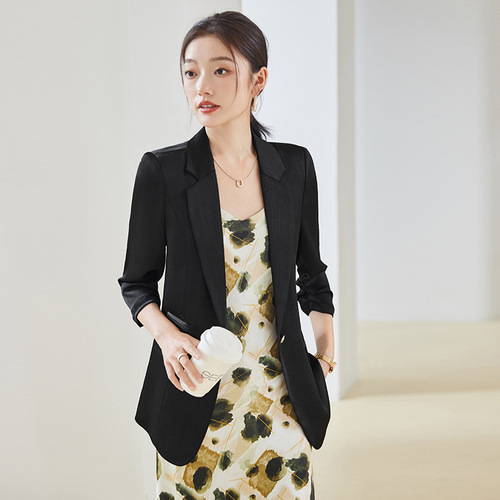 Mid-sleeve small blazer women's spring 2024 new high-end suit suspender skirt professional suit skirt two-piece set