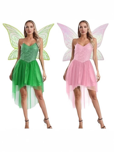Santa Halloween Costume Cosplay Role Play Dress Playful Fairy Elf Wings Clothing