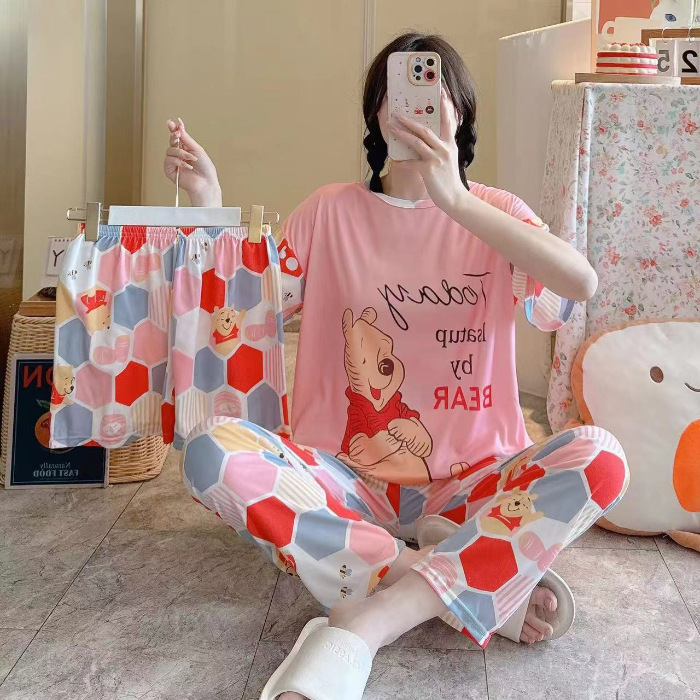新型外国貿易パジャマ女性半袖半ズボンセット家庭服3セット130グラムは梱包のみをサポートしています|undefined