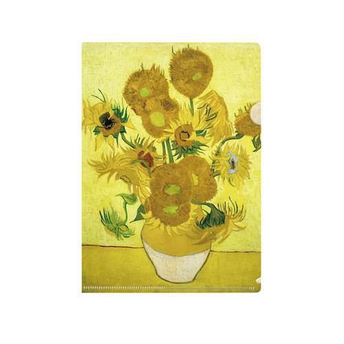 L-shaped folder imprinted flower set series famous paintings famous flowers A4 single-chip folder student office information storage