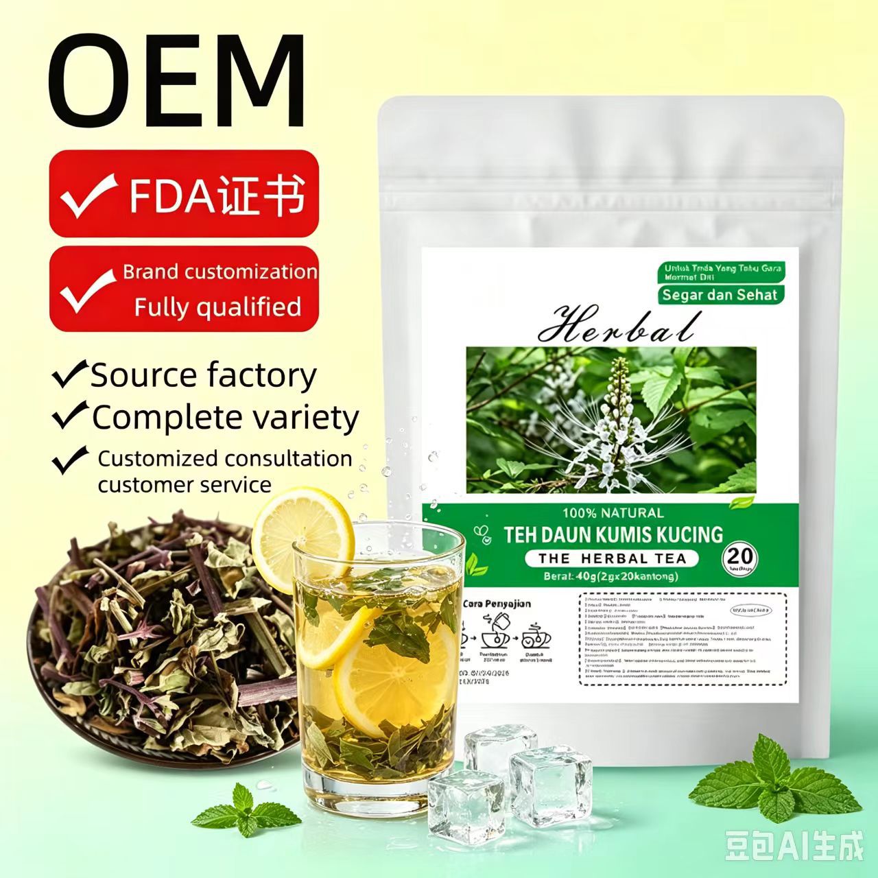 Cat Whisker Herbal Tea 40g Bag 2g x 20 Teabags Mao Xu Cao Orthosiphon overview