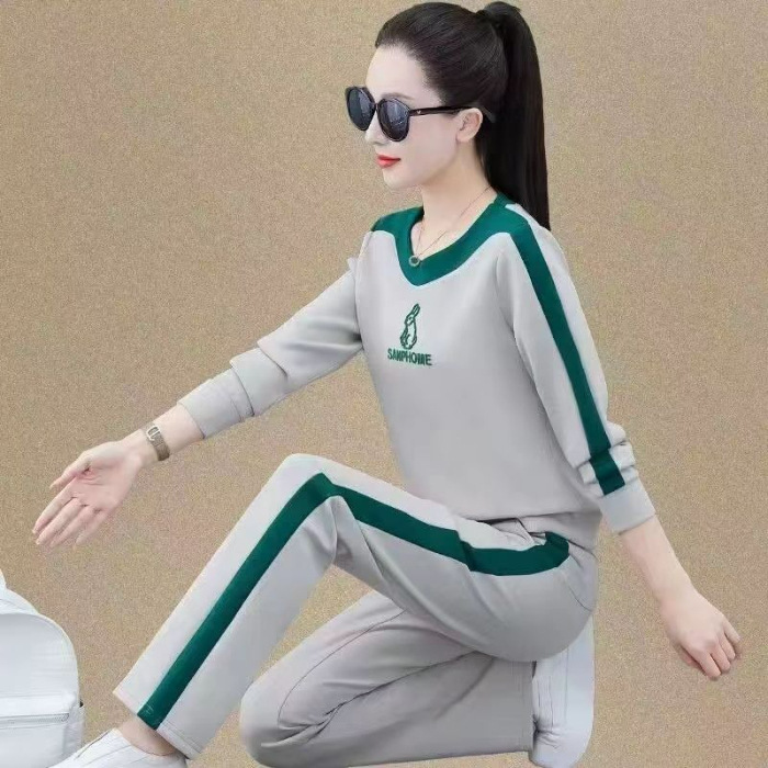 2025年休闲运动套装春秋装新款圆领长袖卫衣宽松大码时尚两件套女|undefined