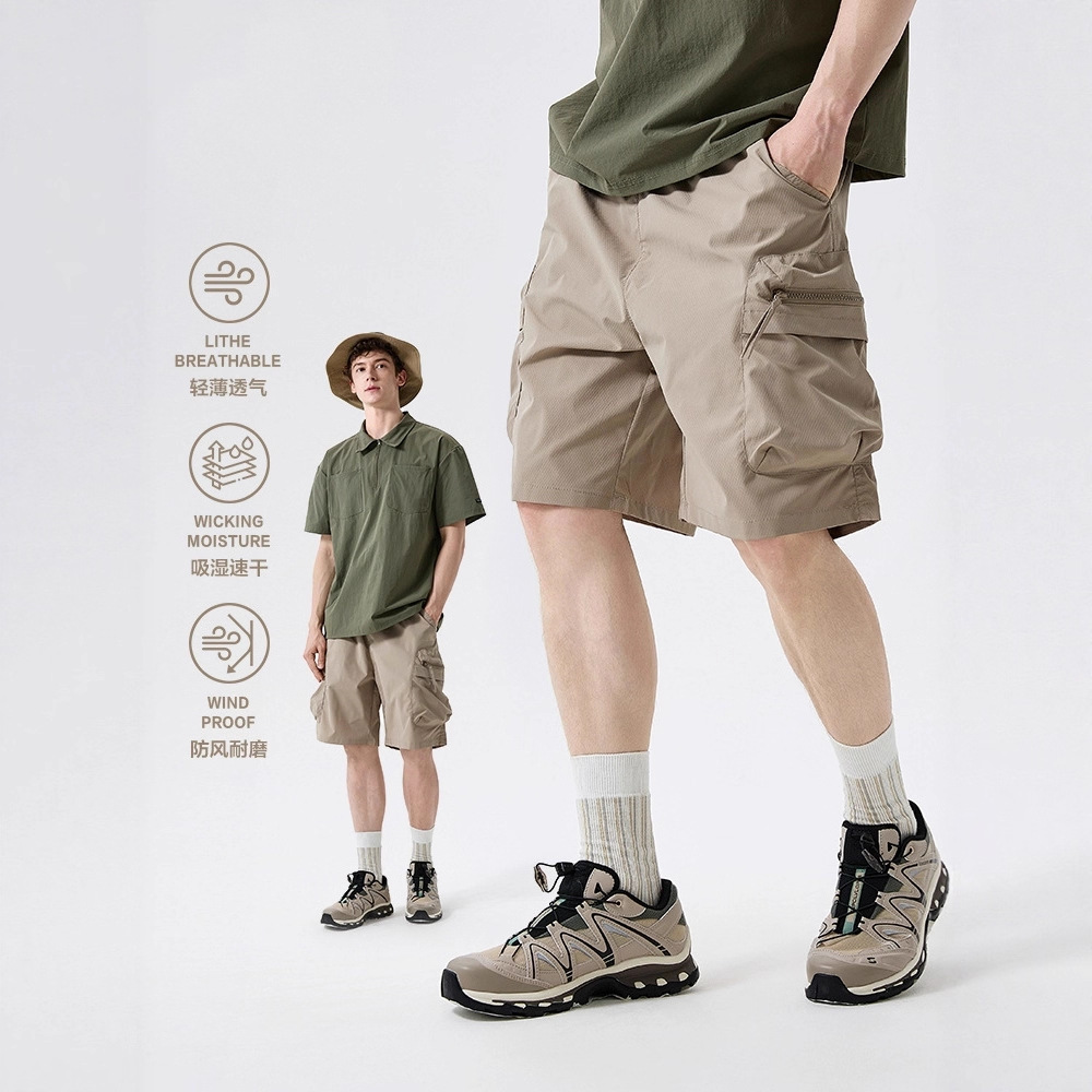 Ootd Outdoor Mountaineering Wear-Resistant Functional Cargo Shorts Men's Summer Moisture-Absorbent Quick-Drying Sports Hiking Couple's Five-Point Pants