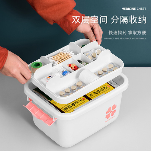 Household plastic first aid kit medicine storage box large capacity medicine storage box family portable protective medicine box