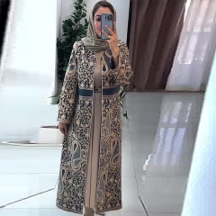 2025秋季新款欧美亚马逊跨境外贸女装印花长袖气质优雅修身两件套