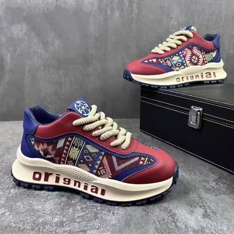 Spring 2025 New Fashion Personalized Trend Embroidered Printed Comfortable Non-Slip Wear-Resistant Height Increasing Sports Casual Trendy Shoes Spring 2025 New Fashion Personalized Trend Embroidered Printed Comfortable Non-Slip Wear-Resistant Height Increasing Sports Casual Trendy Shoes