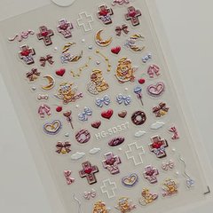 可爱天使小熊甲贴纸5D浮雕立体萌系糖果小熊diy美甲贴纸饰品 HG款
