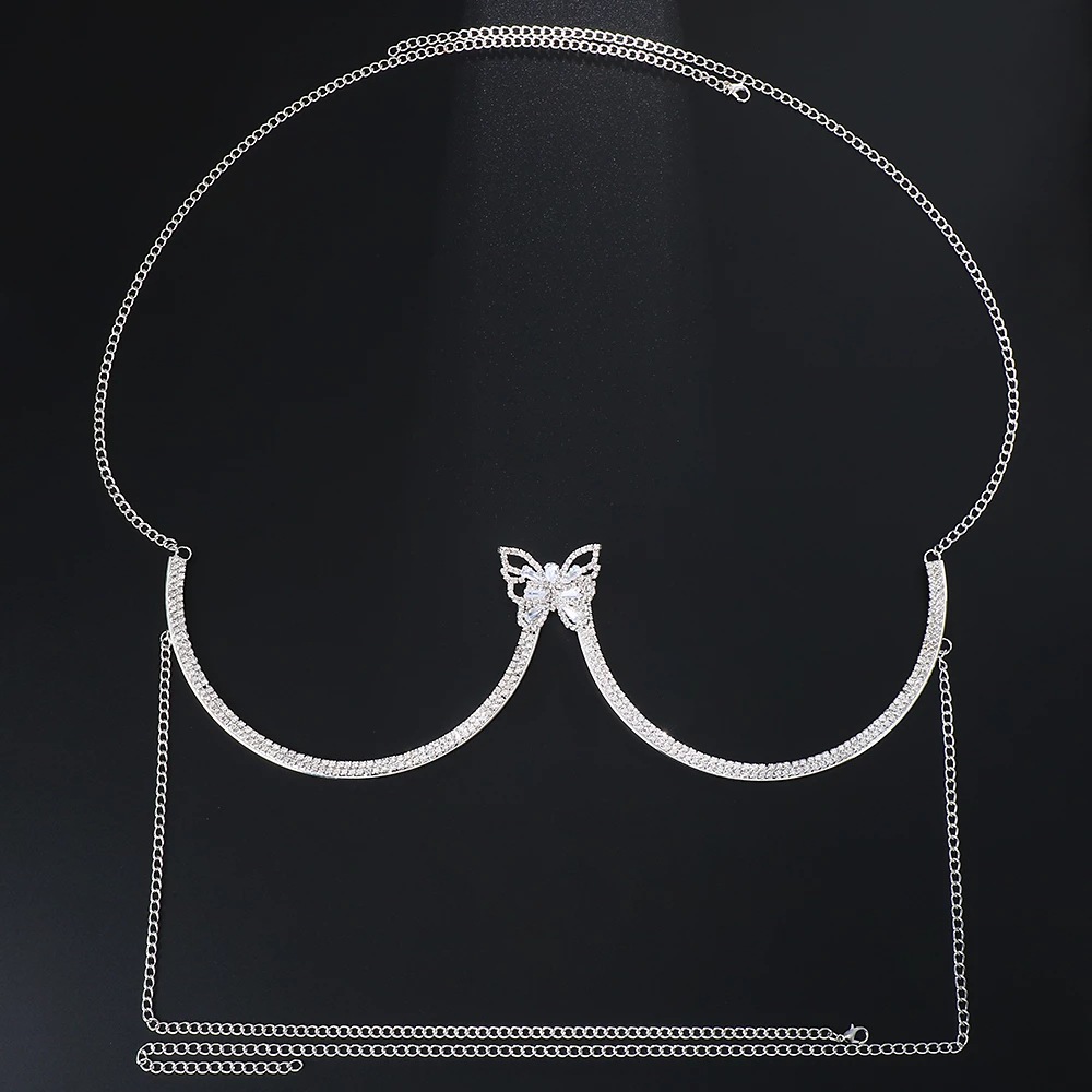 Transfronterizo caliente ZIRCON mariposa soporte de pecho discoteca sexy rhinestone cuerpo cadena transfronteriza accesorios cuerpo cadena